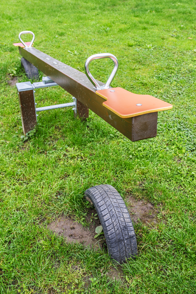 We can think of the Huntington’s disease mutation as a big kid on the seesaw: each HD neuron has already been shifted in the balance towards degeneration.   